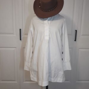 NWT Chico's No Iron Oxford Tunic Button Detail Popover| Optic White| Medium